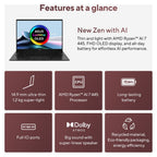 ASUS Zenbook 14" 3K OLED 120Hz AI Laptop - Ryzen AI 7 350 16GB 512GB W11H