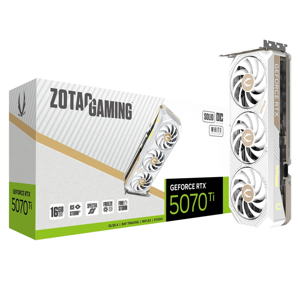 Zotac Gaming GeForce RTX 5070 Ti SOLID CORE OC 16GB Video Card - White(ZT-B50710Q2-10P) - 1