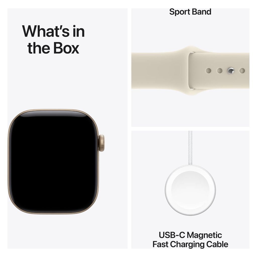 Apple Watch Series 12 42mm Light Gold Aluminium Case GPS Sand Sport Band (S/M)