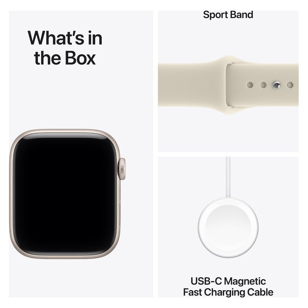 Apple Watch SE 3 44mm Starlight Aluminium GPS + Cellular Sand Sport Band (S/M)