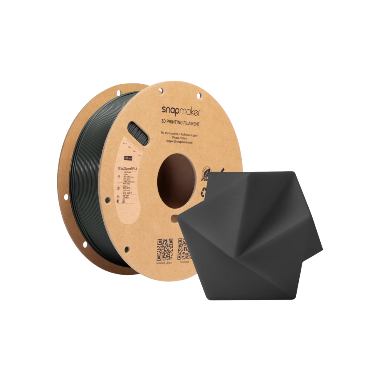 Snapmaker SnapSpeed 1kg PLA Filament with RFID - Black