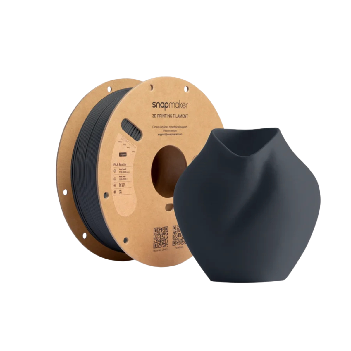 Snapmaker Matte 1kg PLA Filament with RFID - Carbon Black