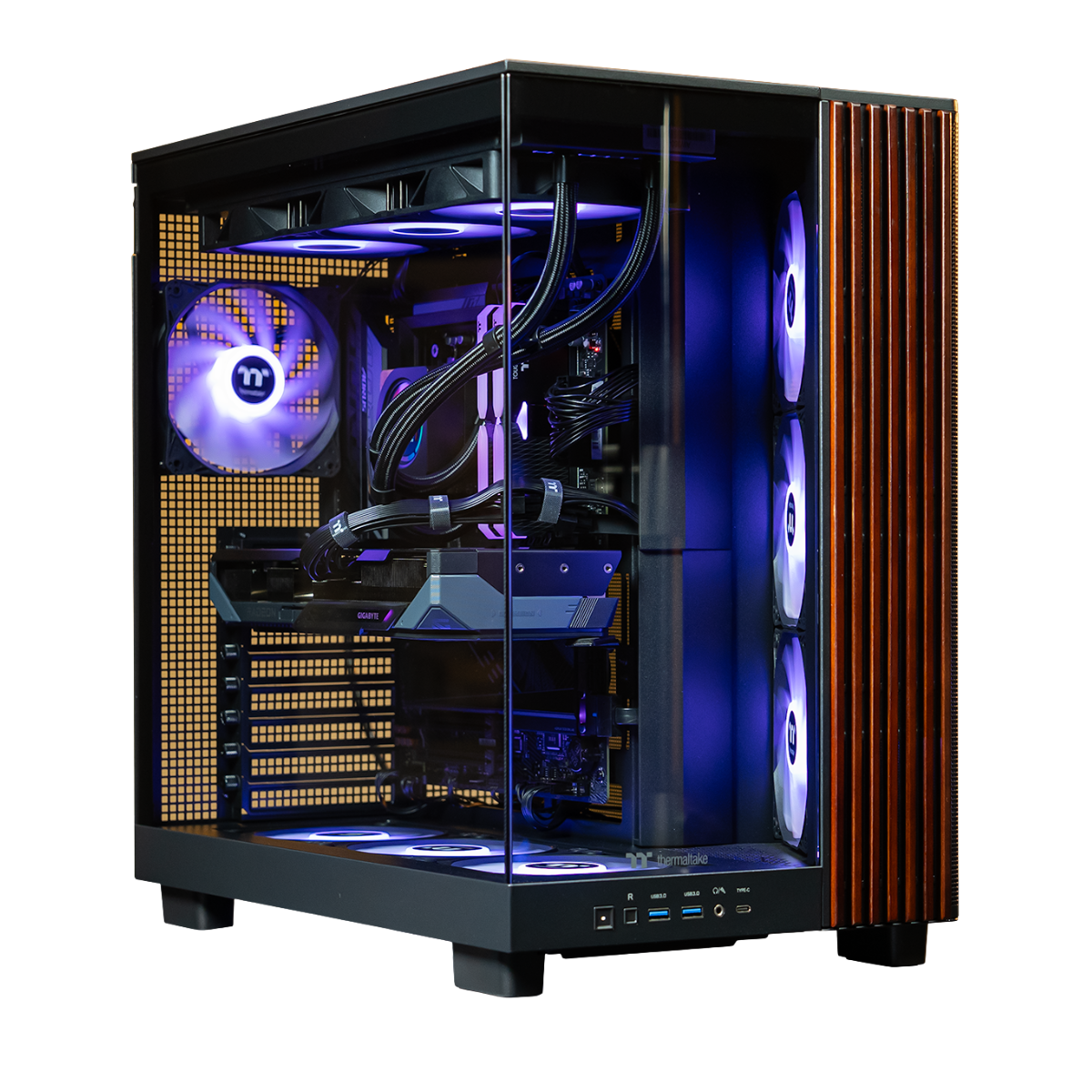Mwave x Thermaltake View Wood Gaming PC - Ryzen 5 9600X / RX 9070 / Black Wood