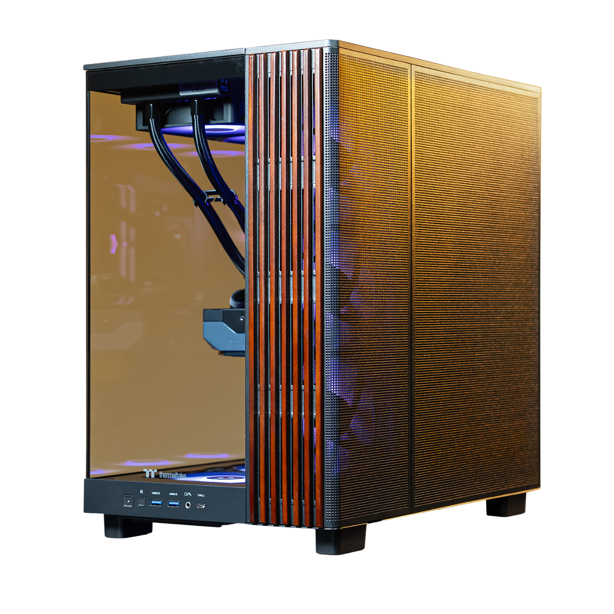 Mwave x Thermaltake View Wood Gaming PC - Ryzen 5 9600X / RX 9070 / Black Wood