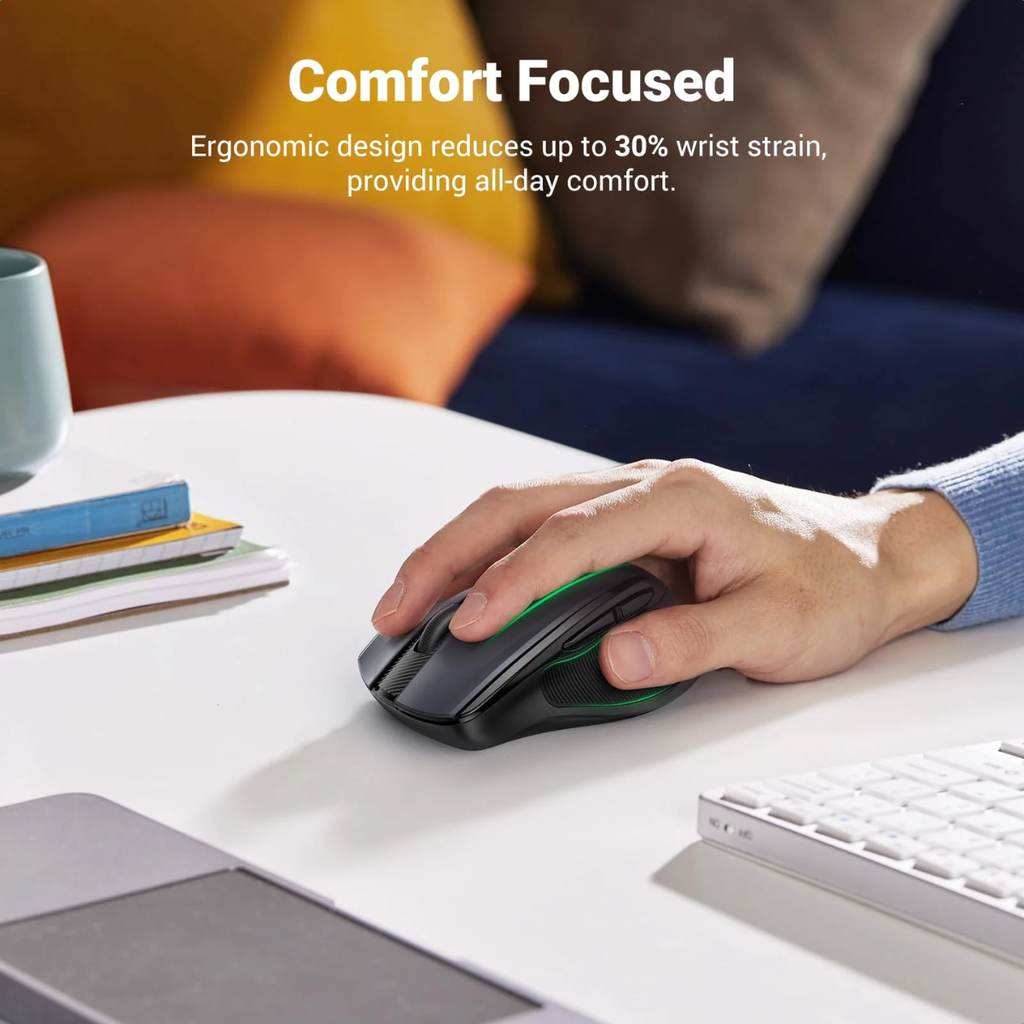 UGREEN Ergonomic Wireless Mouse Red (2.4G Wireless & Bluetooth)