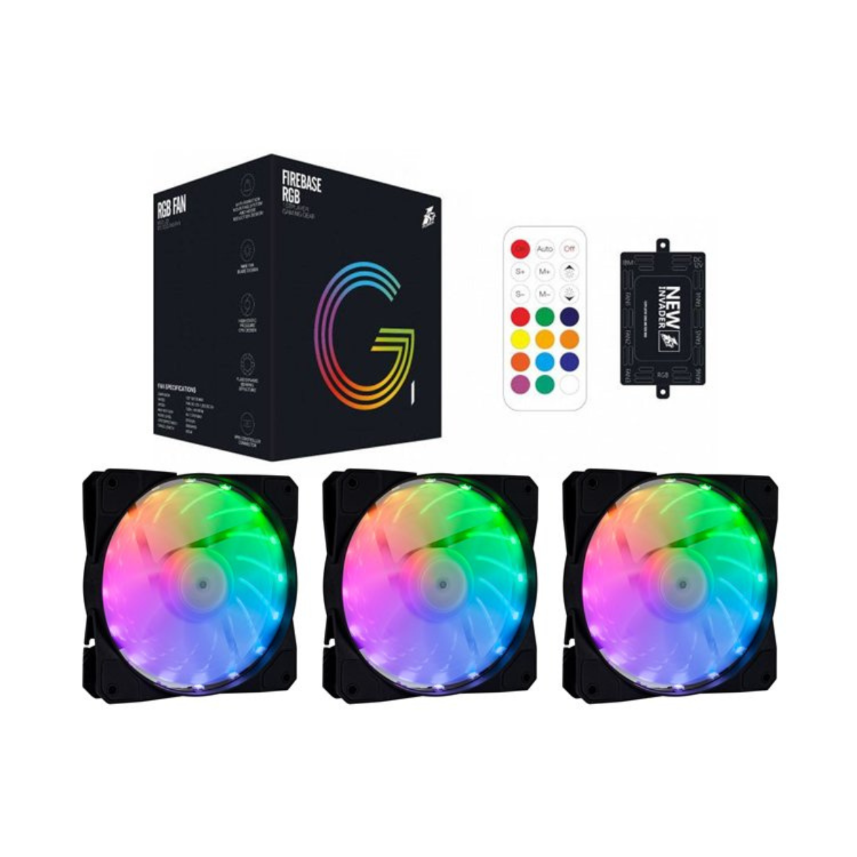 1st Player FireBase G1 3x 120mm RGB Case Cooling Fan Combo w/ Remote(G1-COMBO) - 1