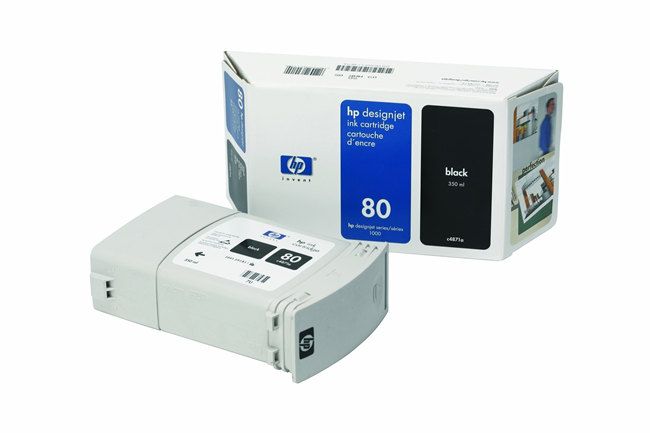 HP 80 Black Ink Cartridge 350ml (C4871A)(C4871A) - 1