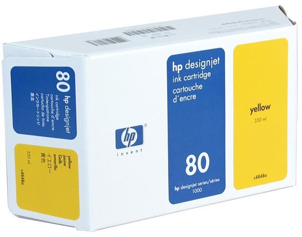 HP 80 Yellow Ink Cartridge 350ml (C4848A)(C4848A) - 1