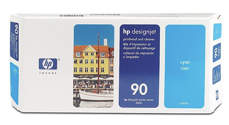 HP No.90 Cyan Printhead and Cleaner (C5055A)(C5055A) - 1