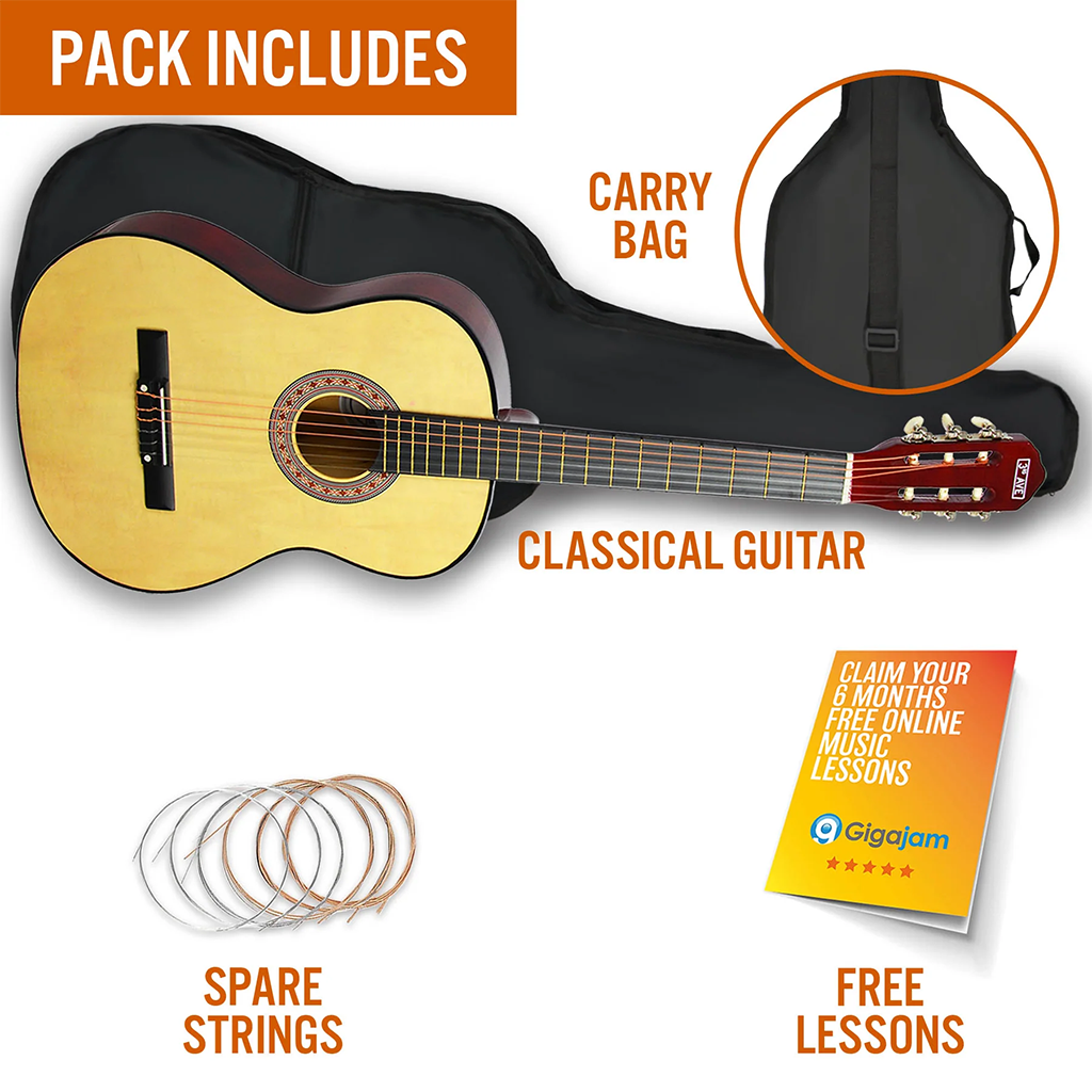 3rd Avenue Full Size Classical Guitar Pack - Natural(NM-STX20ANPK) - 7