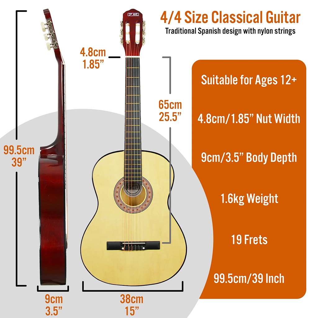 3rd Avenue Full Size Classical Guitar Pack - Natural(NM-STX20ANPK) - 9