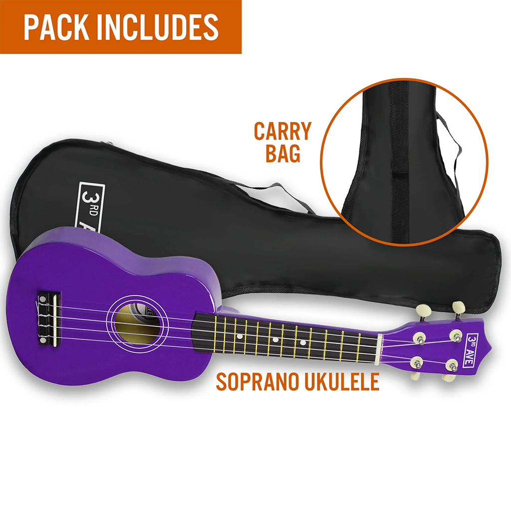 3rd Avenue Soprano Ukulele - Purple(NM-STX40PU) - 3