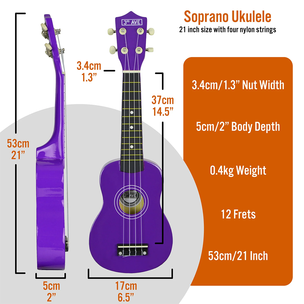 3rd Avenue Soprano Ukulele - Purple(NM-STX40PU) - 6