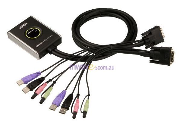 ATEN CS682 2 Port USB DVI/Audio Cable KVM Switch with Remote Port Selector(CS682-AT) - 1