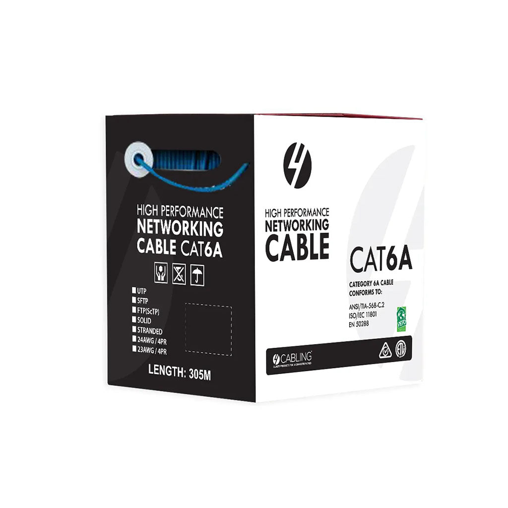 4Cabling CAT6A U/UTP 23AWGx4P PVC Jacketed Cable - Blue - 305m(SLD.C6AUUTP.BLUE) - 1