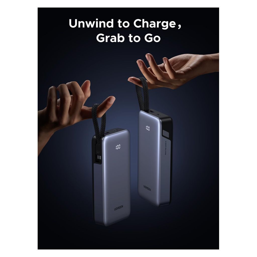 UGREEN Nexode Power Bank 20000mAh 45W with Built-in USB-C Cable