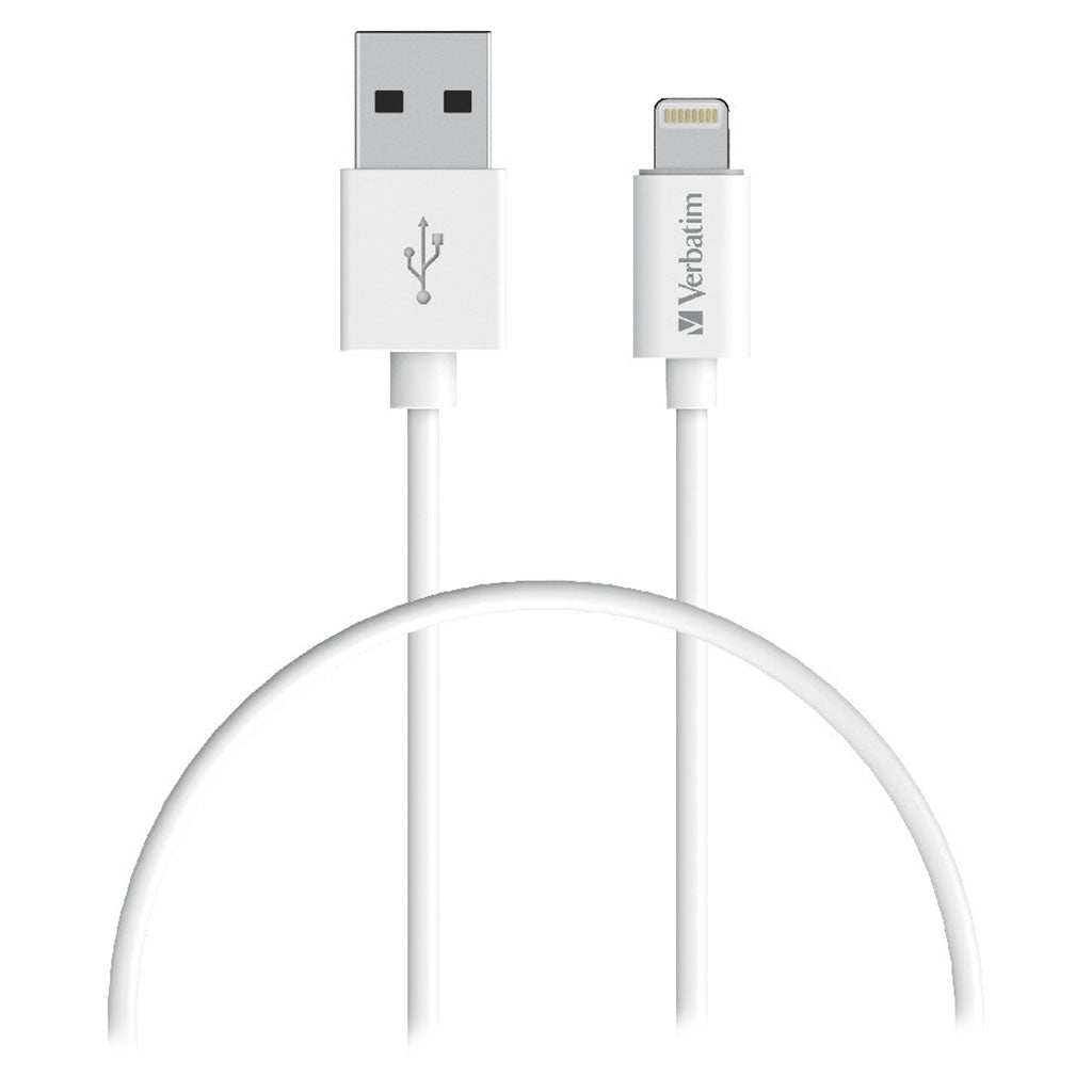 Verbatim 1m Charge & Sync Lightning to USB-A Cable - White(66581) - 1