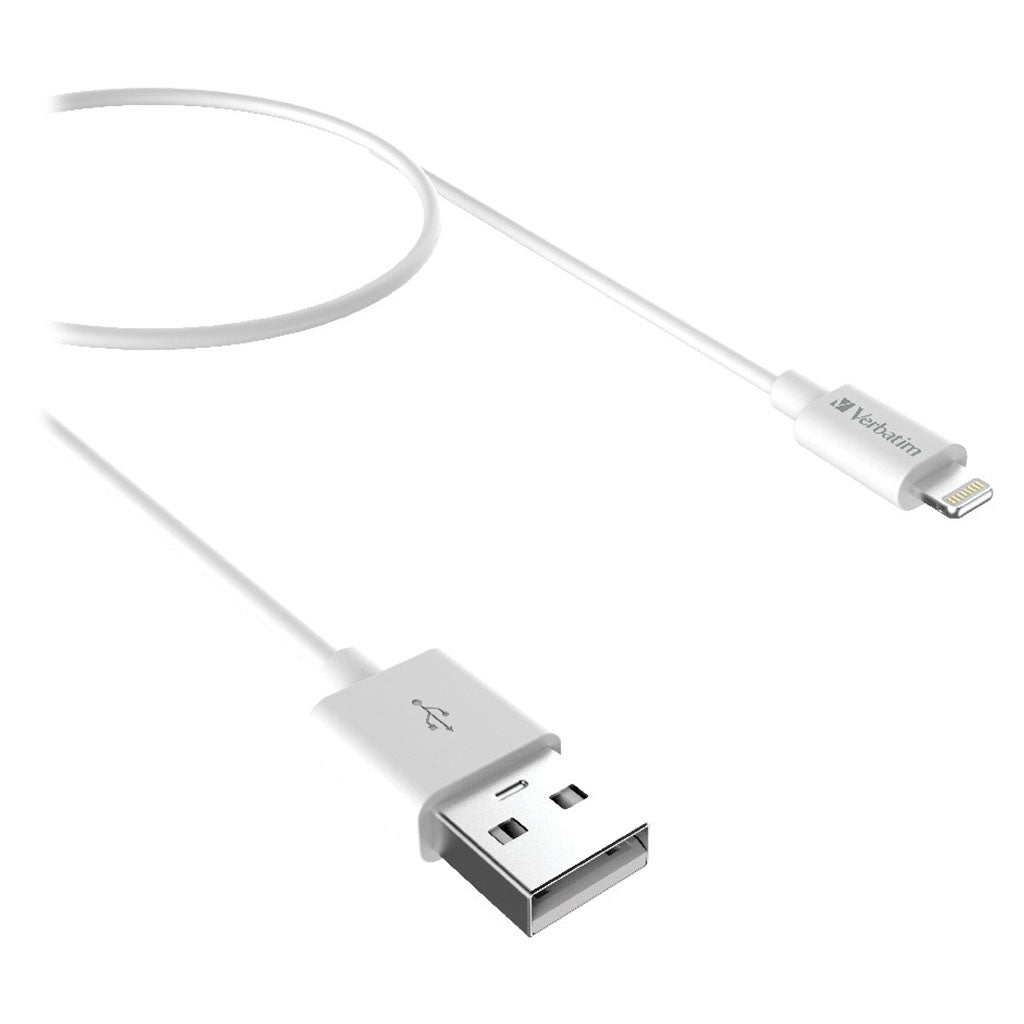 Verbatim 1m Charge & Sync Lightning to USB-A Cable - White(66581) - 2