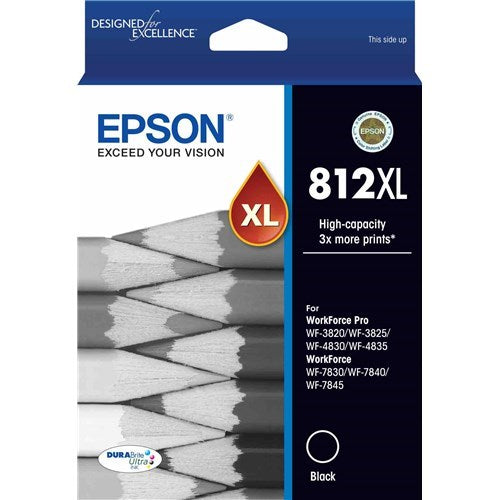 Epson 812XL High Capacity DURABrite Ultra Ink Cartridge - Black(C13T05E192) - 1