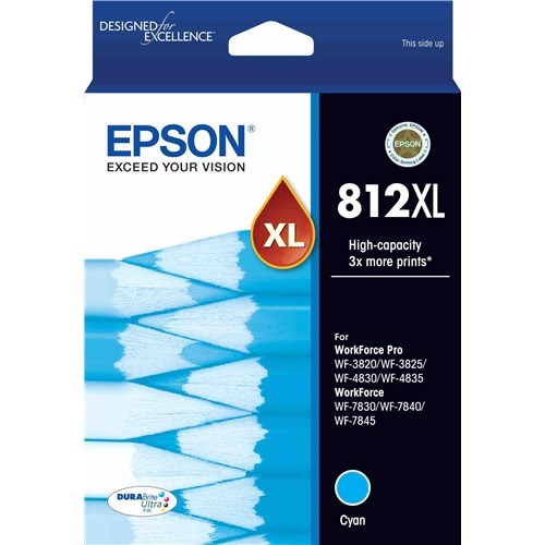 Epson 812XL High Capacity DURABrite Ultra Ink Cartridge - Cyan(C13T05E292) - 1