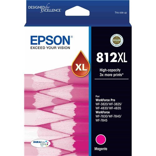 Epson 812XL High Capacity DURABrite Ultra Ink Cartridge - Magenta(C13T05E392) - 1