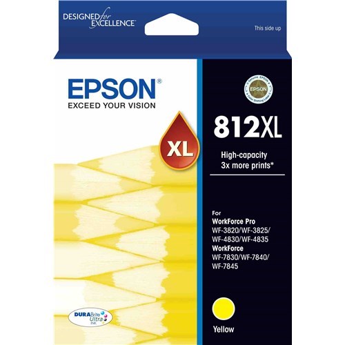 Epson 812XL High Capacity DURABrite Ultra Ink Cartridge - Yellow(C13T05E492) - 1