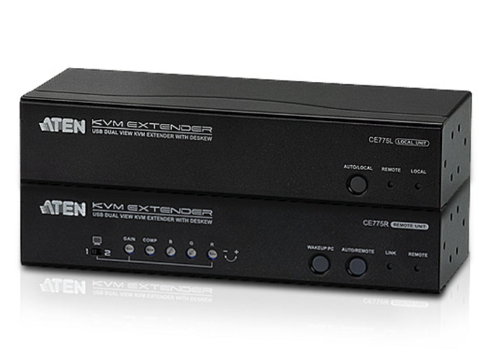 ATEN CE775 USB VGA Dual View Cat5 KVM Extender with Deskew - 1280x1024 at 300m(CE775-AT-U) - 1