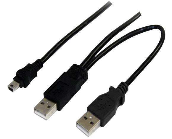 Astrotek USB Data/Power Splitter Cable A Male to Mini 5pin Male + A Male(AT-USB-AM-AMMBM) - 1
