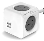 Allocacoc PowerCube Extended USB -  4 Outlets  2 USB - 1.5M Cable - Trolley Grey(5400/AUEUPC-GREY) - 3