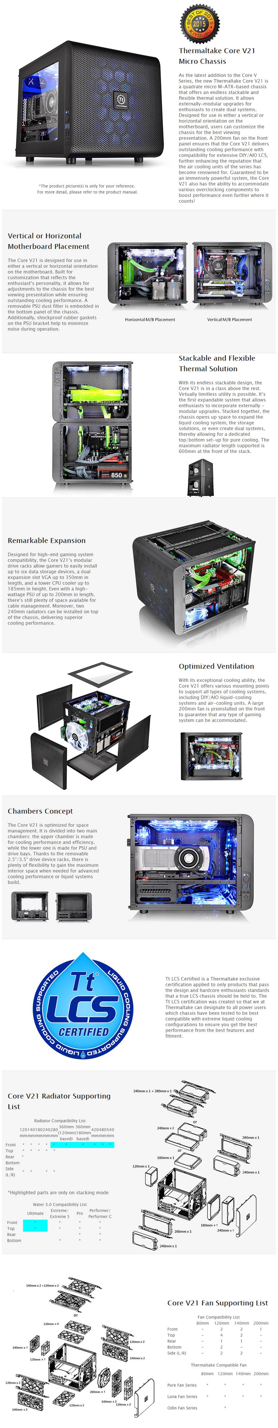 Thermaltake Core V21 Micro-ATX Case(CA-1D5-00S1WN-00) - 8