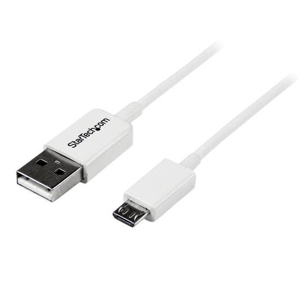 StarTech 2m White Micro USB Cable - A to Micro B(USBPAUB2MW) - 1