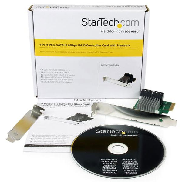 StarTech 4 Port PCIe SATA III Controller Card(PEXSAT34RH) - 4