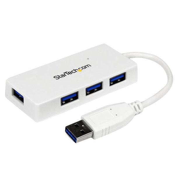StarTech Portable 4 Port Mini USB 3.0 Hub - White(ST4300MINU3W) - 4