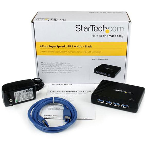 StarTech 4 Port SuperSpeed USB 3.0 Hub - Black(ST4300USB3) - 4