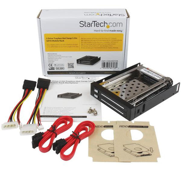 StarTech 3.5" Bay to 2x2.5" HDD Hot Swap Trayless SATA III Mobile Rack Backplane(HSB220SAT25B) - 7