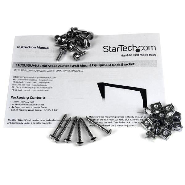 StarTech 3U 19" Vertical Wall Mount Rack Bracket(RK319WALLV) - 5