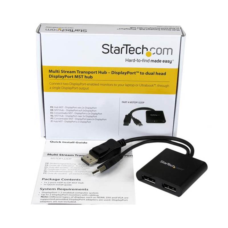 StarTech 2-Port Multi Monitor Adapter - DisplayPort MST Hub - Dual 4K(MSTDP122DP) - 4