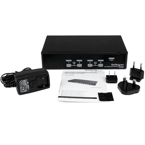 StarTech 4 Port VGA USB KVM Switch with OSD - 1U Rackmount(SV431DUSBU) - 4