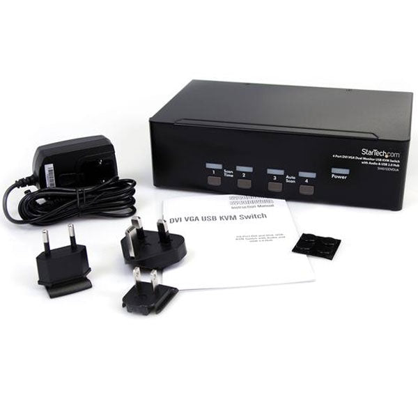 StarTech 4 Port DVI VGA Dual Monitor KVM Switch USB with Audio and USB 2.0 Hub(SV431DDVDUA) - 3