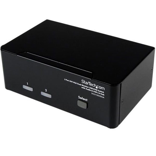 StarTech 2 Port DVI VGA Dual Monitor KVM Switch USB with Audio & USB 2.0 Hub(SV231DDVDUA) - 1
