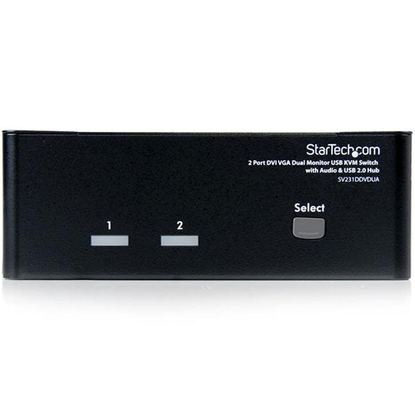 StarTech 2 Port DVI VGA Dual Monitor KVM Switch USB with Audio & USB 2.0 Hub(SV231DDVDUA) - 2