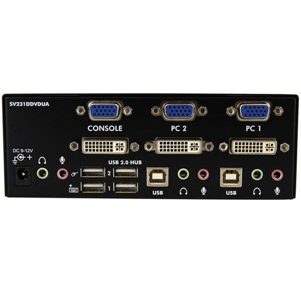 StarTech 2 Port DVI VGA Dual Monitor KVM Switch USB with Audio & USB 2.0 Hub(SV231DDVDUA) - 3