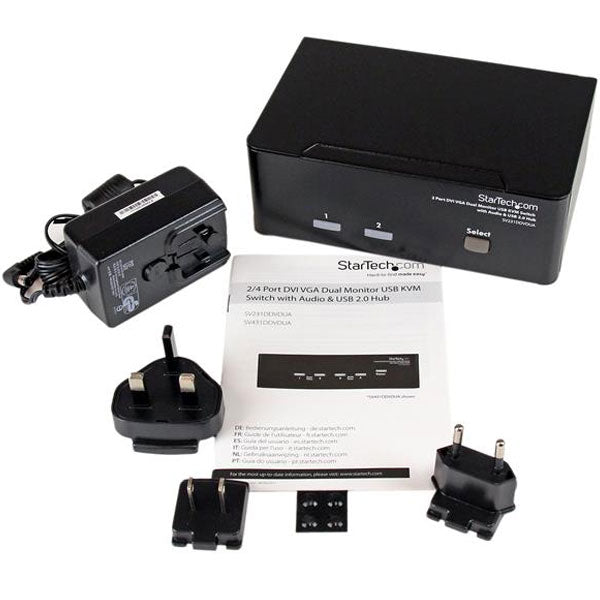 StarTech 2 Port DVI VGA Dual Monitor KVM Switch USB with Audio & USB 2.0 Hub(SV231DDVDUA) - 4