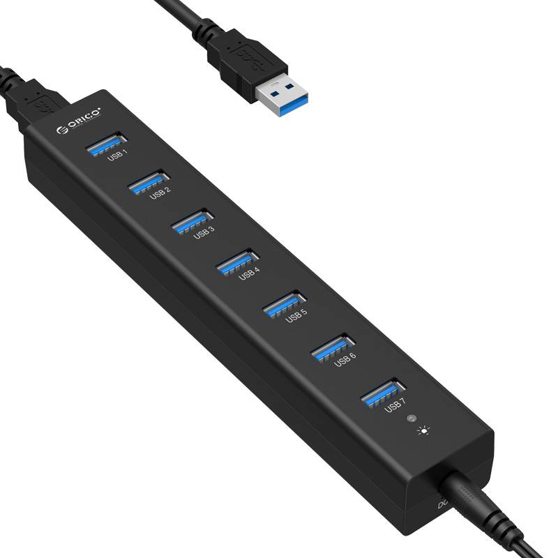 Orico 7 Port USB 3.0 HUB (H7013-U3) - Black(H7013-U3-BK) - 1