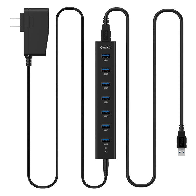 Orico 7 Port USB 3.0 HUB (H7013-U3) - Black(H7013-U3-BK) - 3