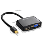 Ugreen 10439 Mini Display Port to HDMI & VGA Dual Converter - Black(10439) - 2