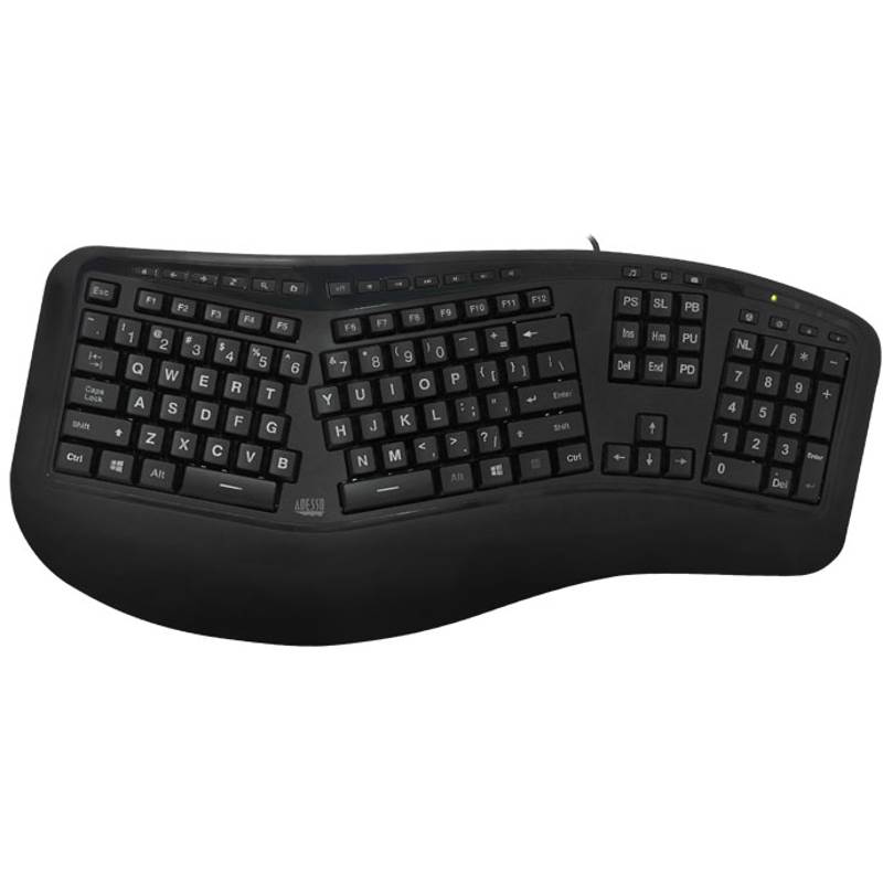Adesso Tru-Form 150 AKB-150EB 3-Color Illuminated Ergonomic Keyboard(AKB-150EB) - 1