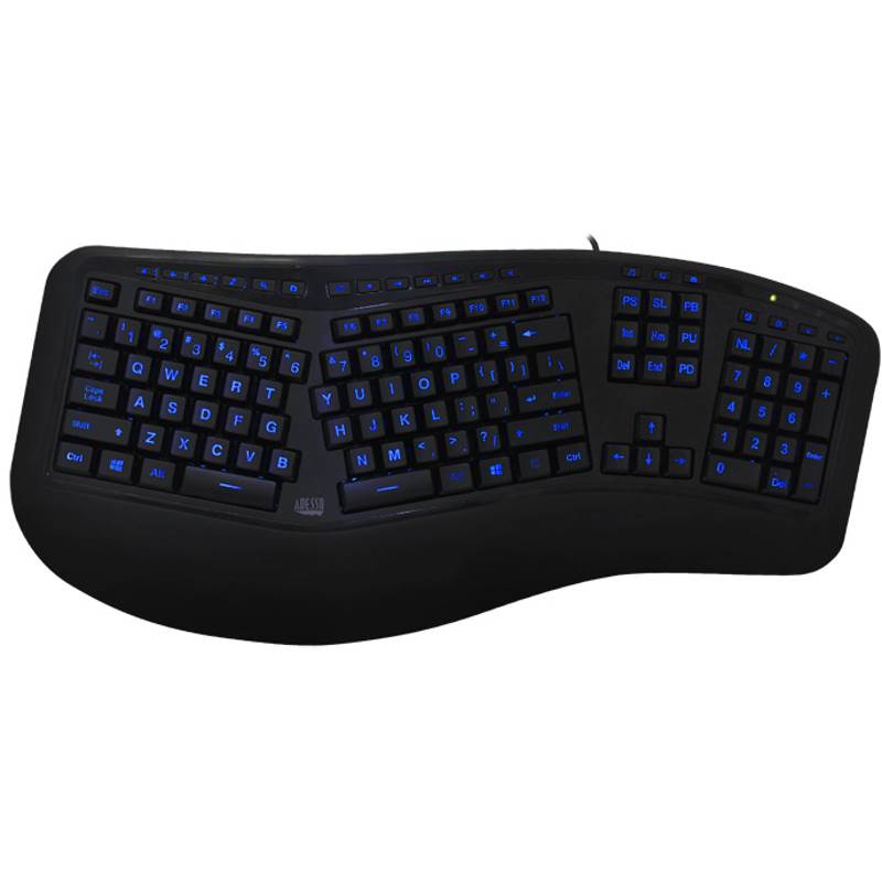 Adesso Tru-Form 150 AKB-150EB 3-Color Illuminated Ergonomic Keyboard(AKB-150EB) - 3