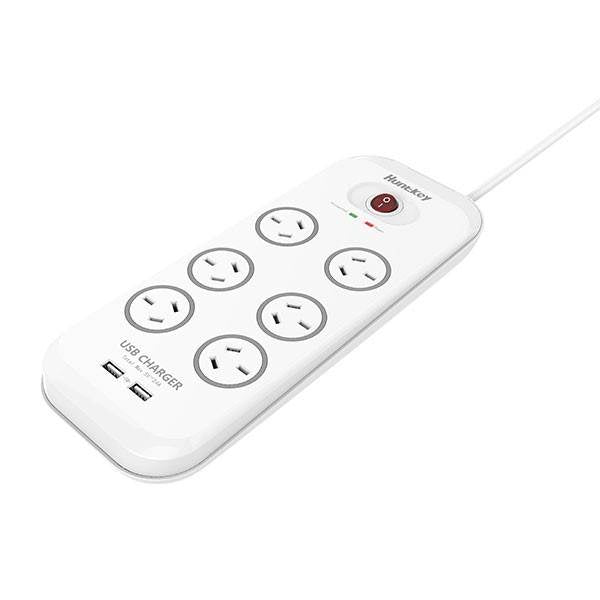 Huntkey SAC607 6 Socket PowerBoard with Surge Protection with 2 USB Ports(SAC607) - 1