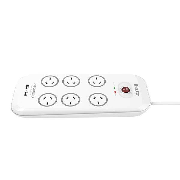 Huntkey SAC607 6 Socket PowerBoard with Surge Protection with 2 USB Ports(SAC607) - 2